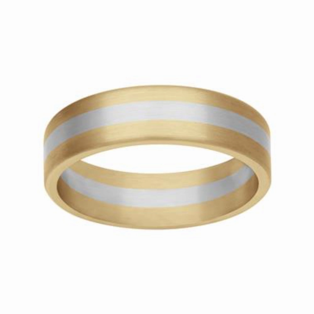 Men's 6mm 18k & Platinum Three Layer Fusion Wedding Band