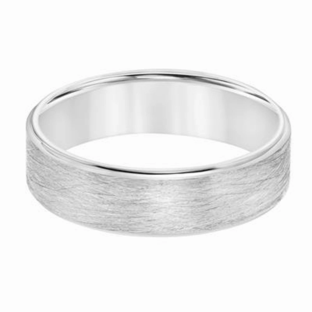 Men's 6mm Platinum Concave Edge Carved Wedding Band