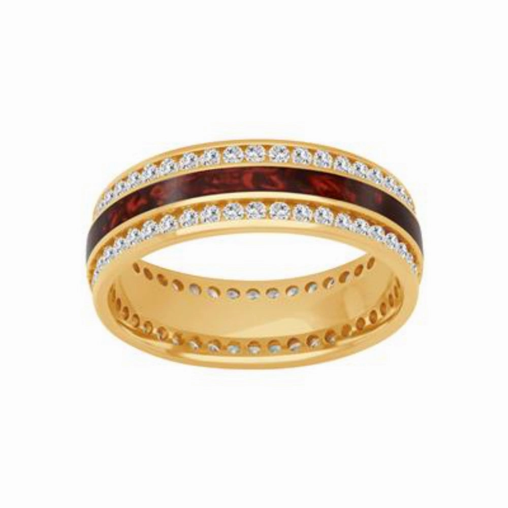 Men's 7mm Elevated Ceramic & Gold Diamond Wedding Band