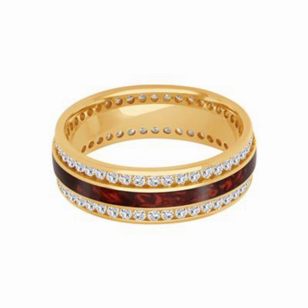 Men's 7mm Elevated Ceramic & Gold Diamond Wedding Band