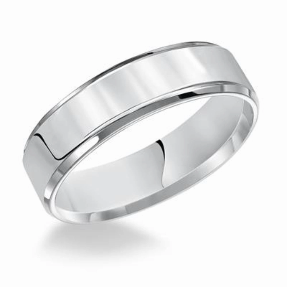 Men's 7mm Platinum Beveled Edge Wedding Band