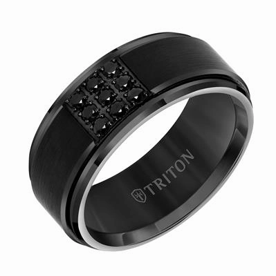 Men's 9mm Flat Bevel Step Edge with Black Sapphires