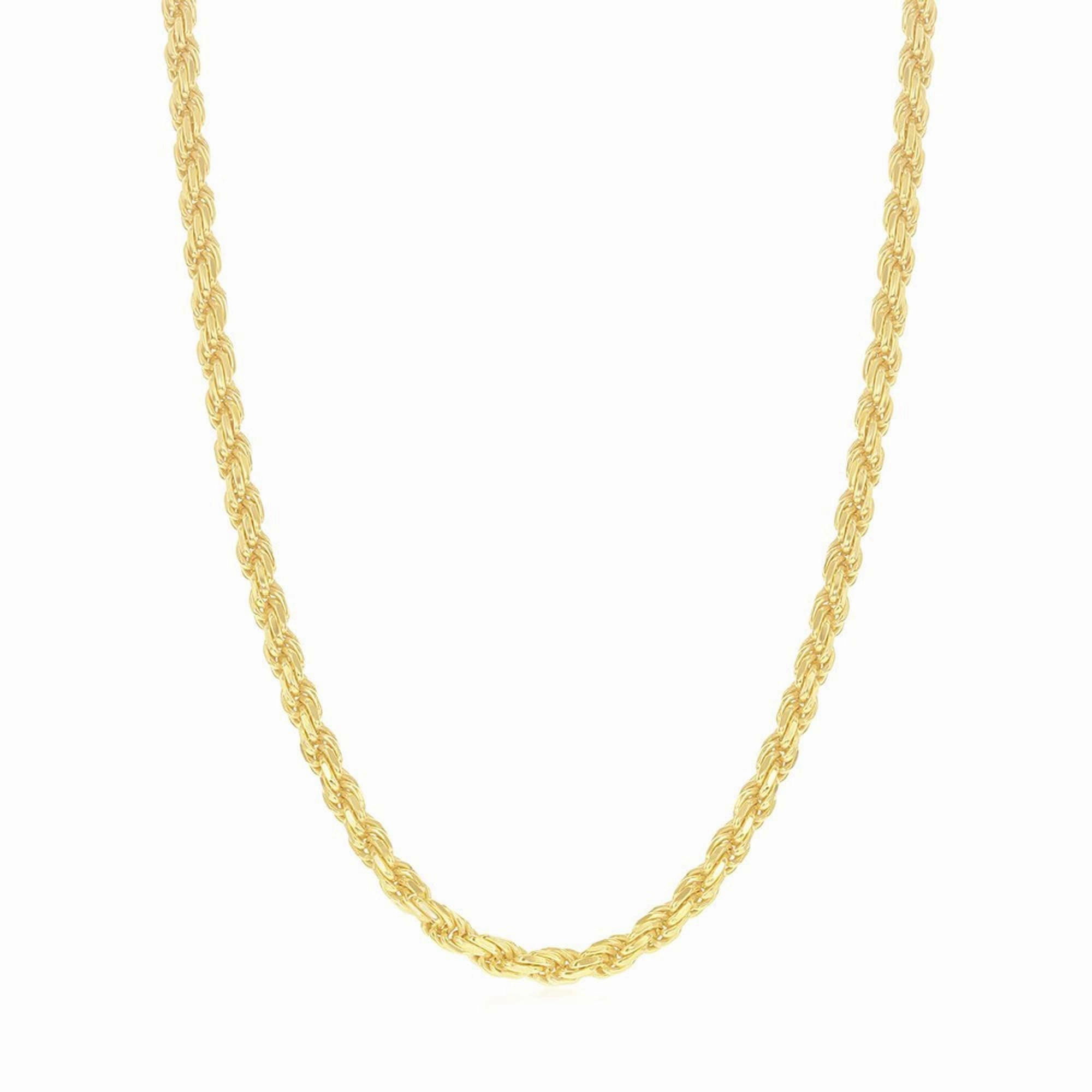 Men's Chain - Gold Plated Diamond Cut 3mm Rope, 18 Inch | Q-5642-18