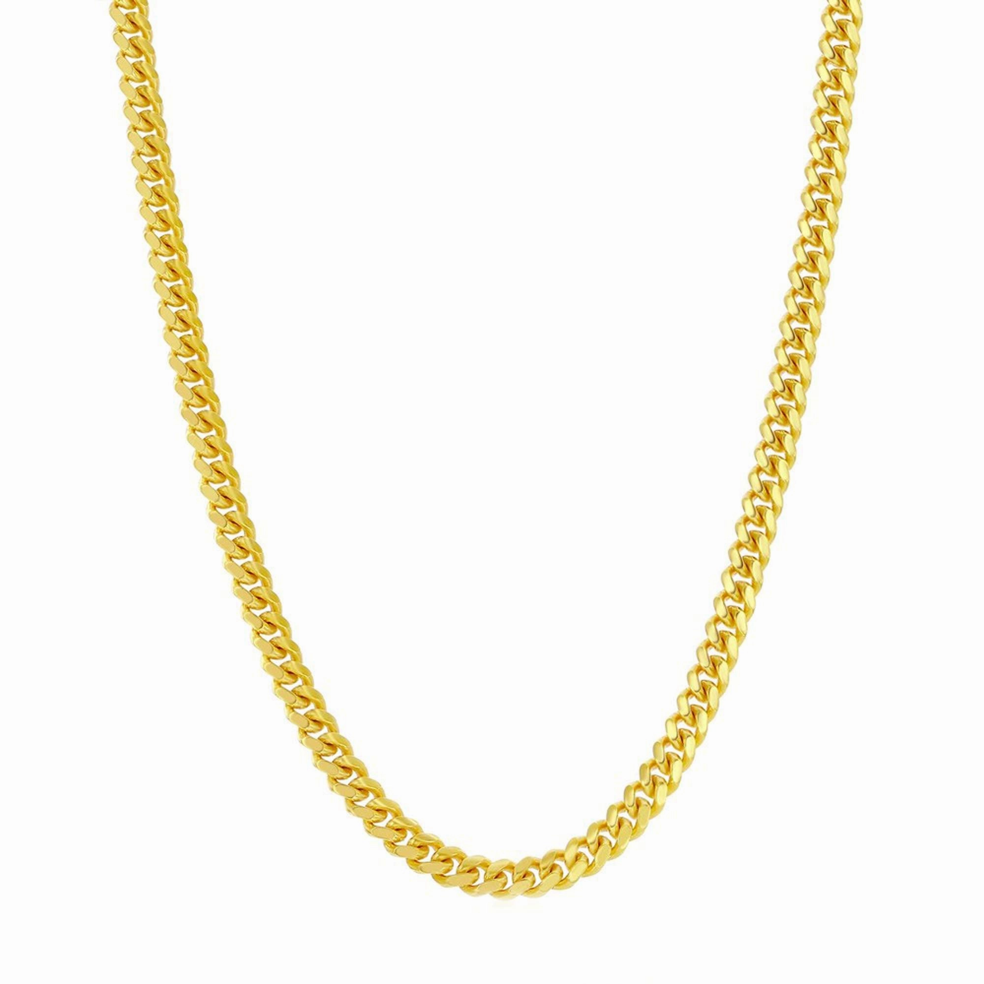 Men's Chain - Gold Plated Sterling Silver 4mm Miami Cuban | Q-5734-18