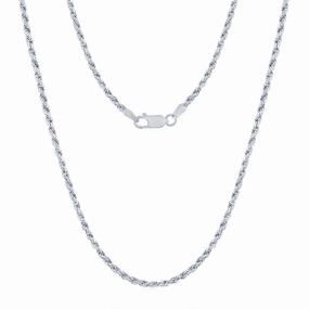 Men's Chain - Rhodium Plated Silver 2.3mm Rope, 18 Inch | RPR-50-18