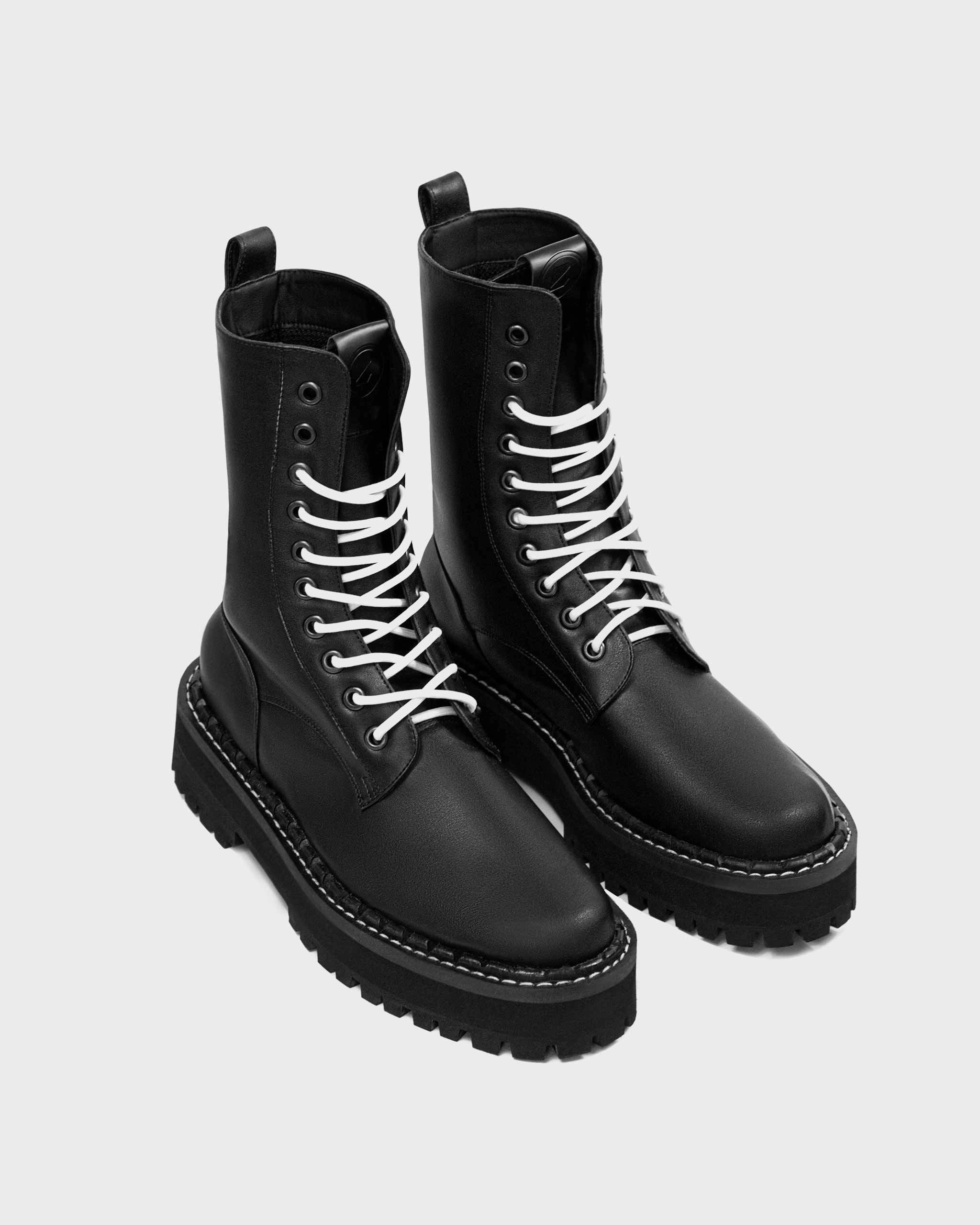 Men's Combat Workers Desserto? Cactus Leather Vegan Boots | Black