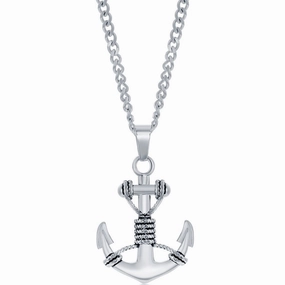 Men's Necklace - Stainless Steel Oxidized Anchor| SL-7095