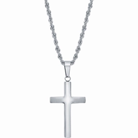 Men's Necklace - Stainless Steel Polished Cross | SL-7094