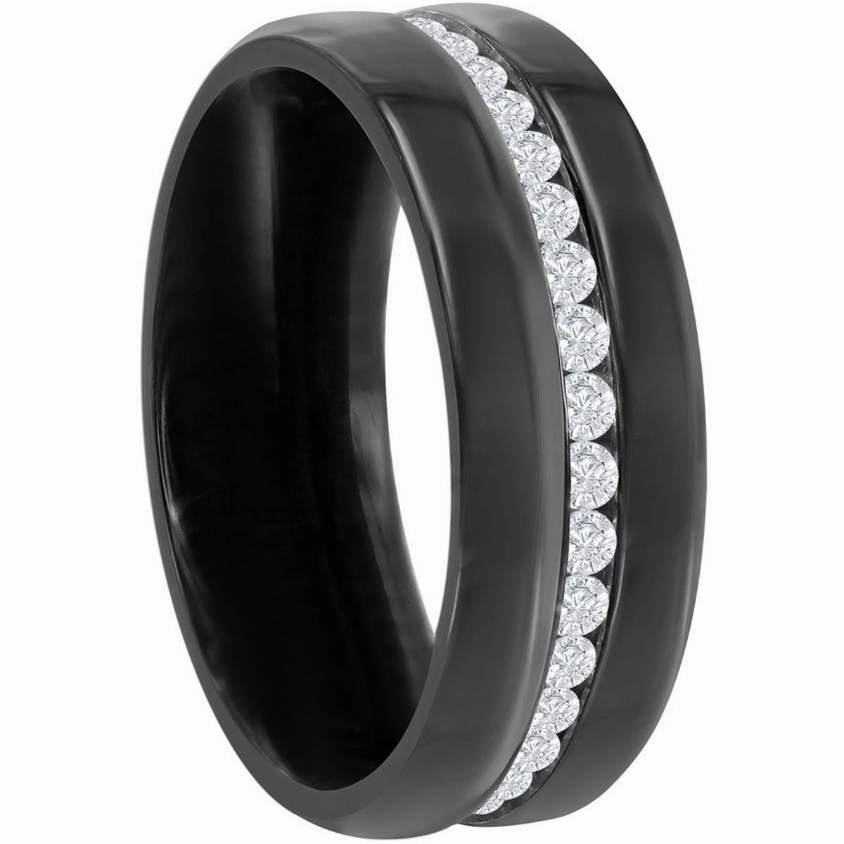 Men's Ring - Stainless Steel Black Eternity with CZ, Size 9 | SW-2092-9