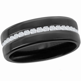 Men's Ring - Stainless Steel Black Eternity with CZ, Size 9 | SW-2092-9