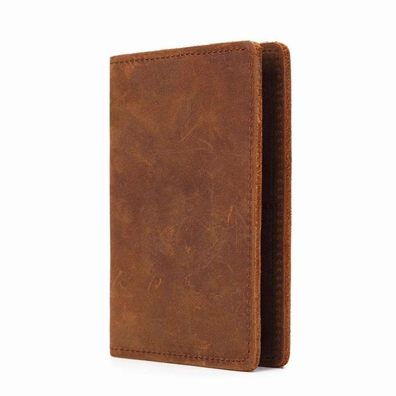 Mens Slim Leather Passport Wallet Bifold Long Passport Wallet Travel Wallet For Men