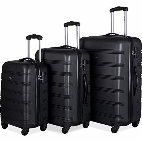 Merax 3 Pcs Luggage Set Expandable Hardside Lightweight Spinner Suitcase with TSA Lock [Upgraded Version], Black