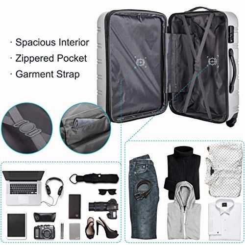 Merax 3 Pcs Luggage Set Expandable Hardside Lightweight Spinner Suitcase with TSA Lock [Upgraded Version], Black