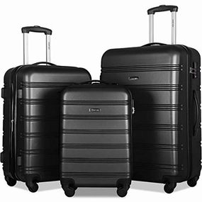 Merax 3 Pcs Luggage Set Expandable Hardside Lightweight Spinner Suitcase with TSA Lock [Upgraded Version], Black
