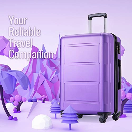Merax Luggage Set Expandable 3 Piece Sets with TSA Lock, Lightweight Hardside Luggage with Spinner Wheels (Purple)