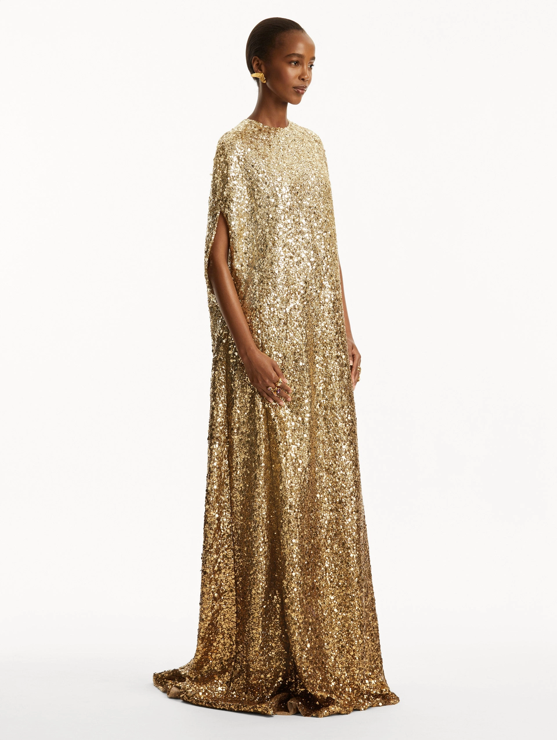 Metallic Ombr?? Sequin Embroidered Caftan