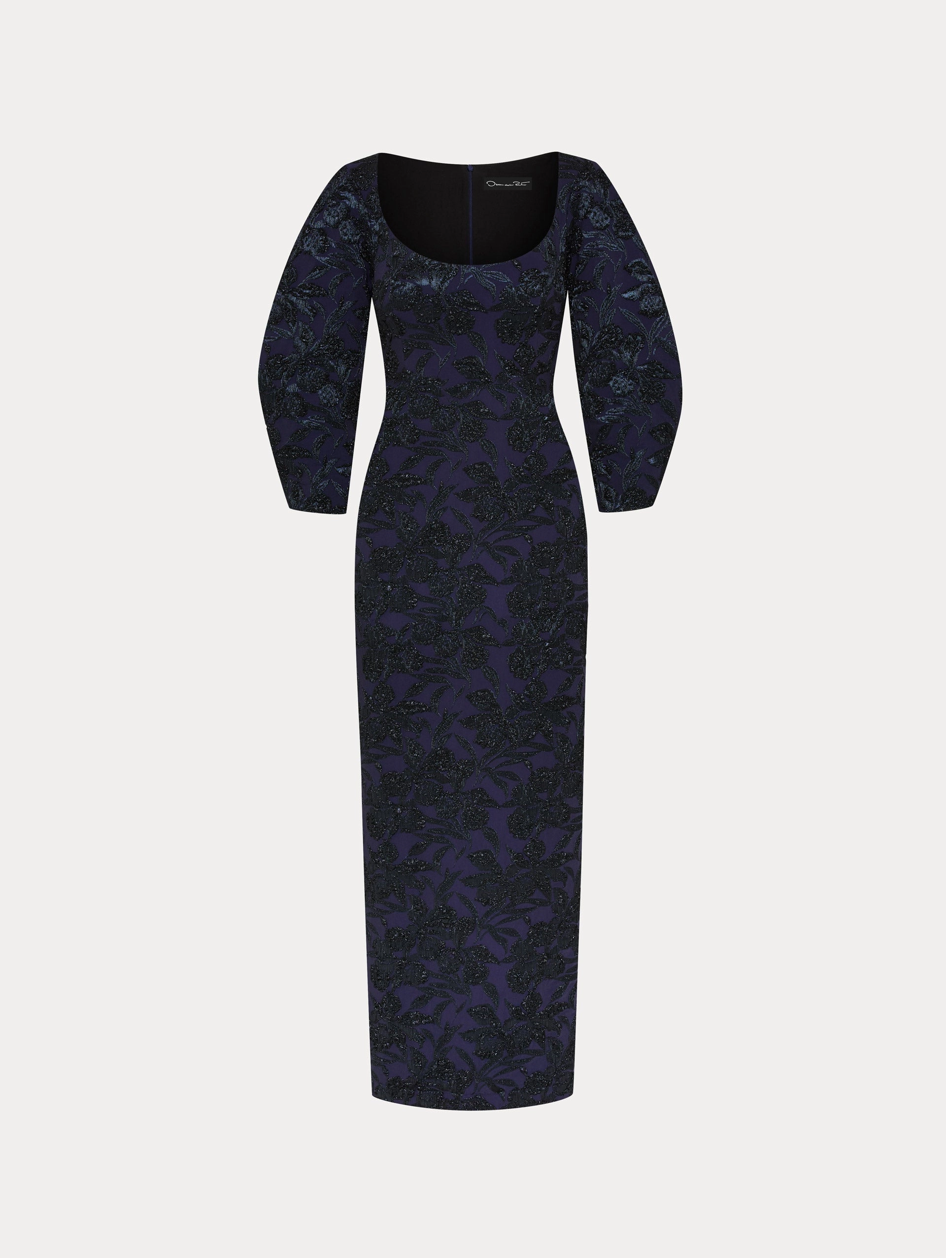 Metallic Orchid Jacquard Column Gown