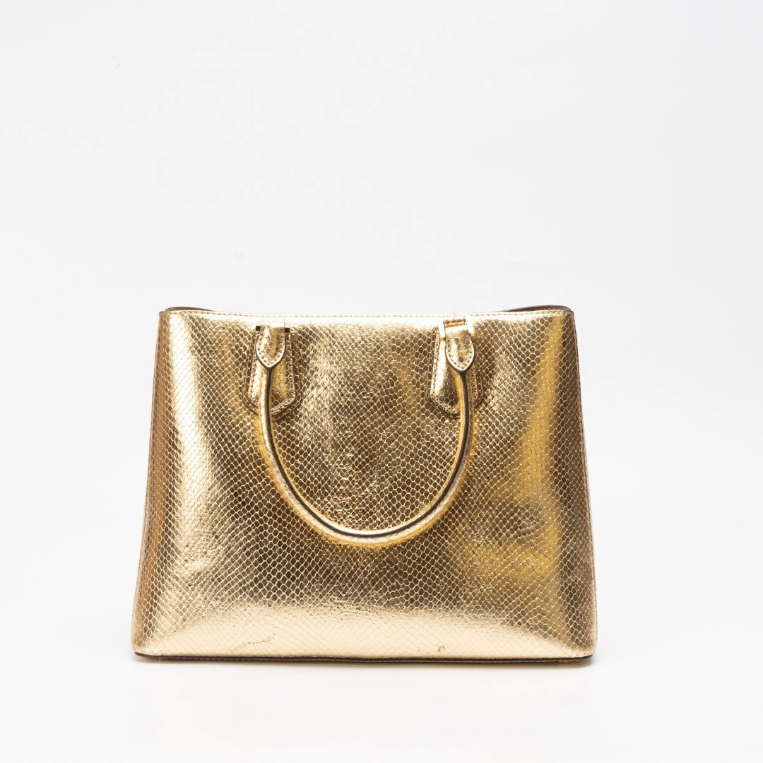 Michael Kors Adele Gold Embossed Leather Satchel