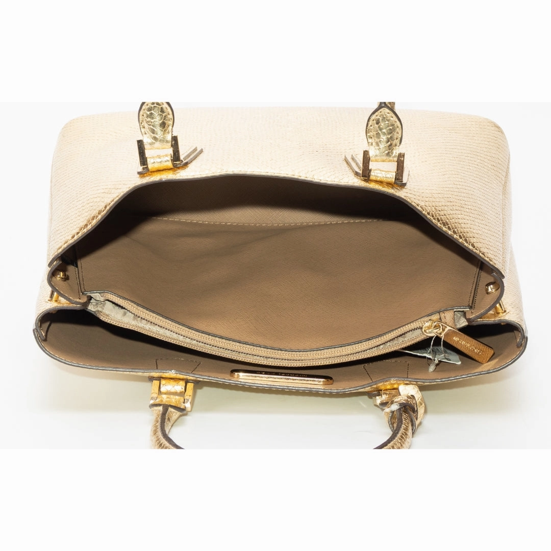 Michael Kors Adele Gold Embossed Leather Satchel