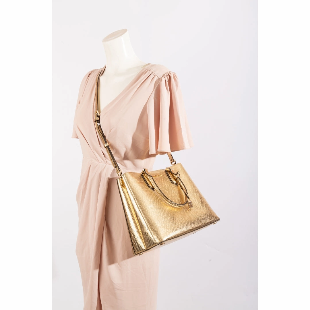 Michael Kors Adele Gold Embossed Leather Satchel