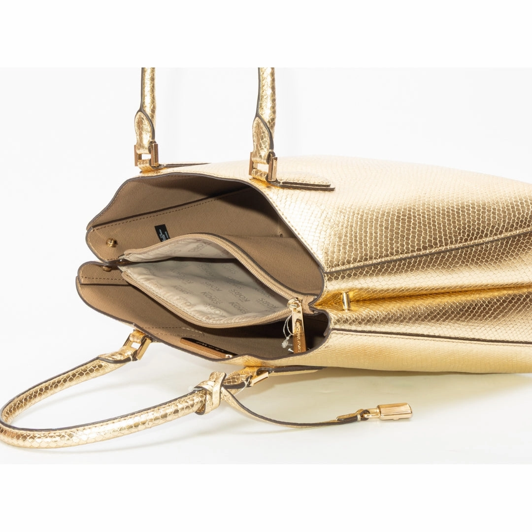 Michael Kors Adele Gold Embossed Leather Satchel