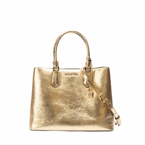 Michael Kors Adele Gold Embossed Leather Satchel