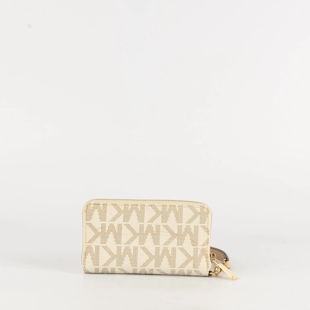 Michael Kors Beige Signature Coated Canvas Wristlet