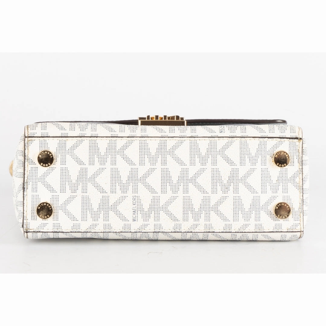 Michael Kors Blue/White Coated Canvas and Leather Top Handle Bag