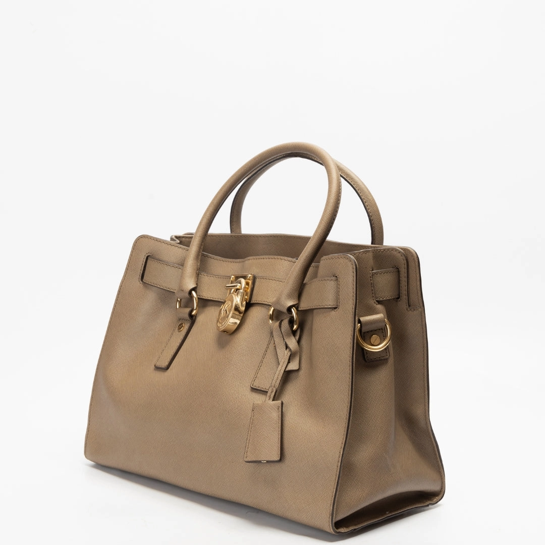 Michael Kors Brown Leather Hamilton Top Handle Bag