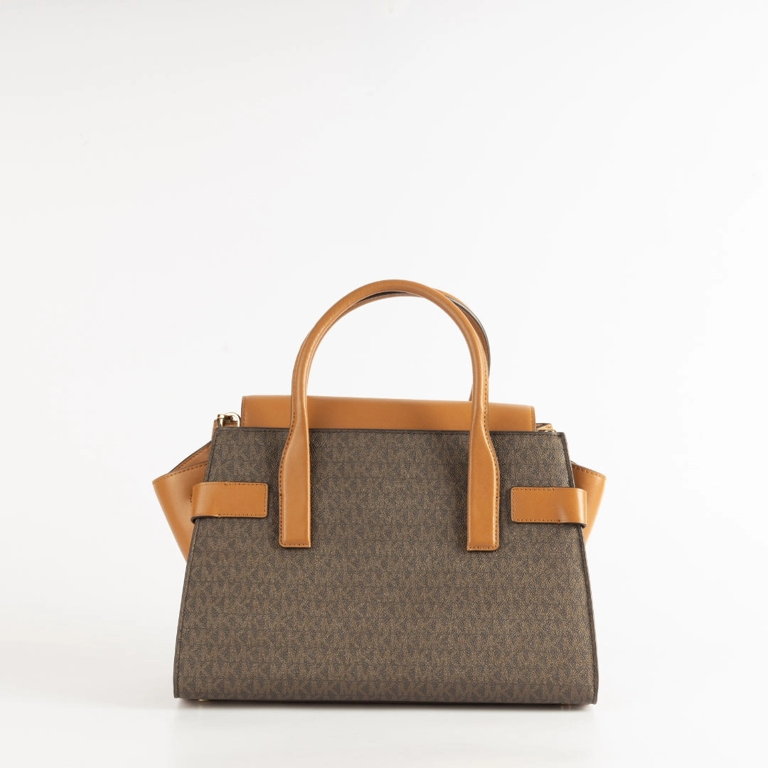 Michael Kors Carmen Small Logo and Leather Belted Satchel
