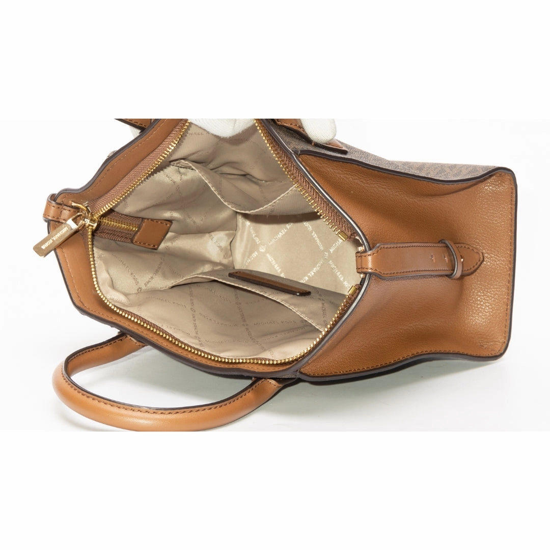 Michael Kors Signature Canvas and Leather Small Avril Satchel