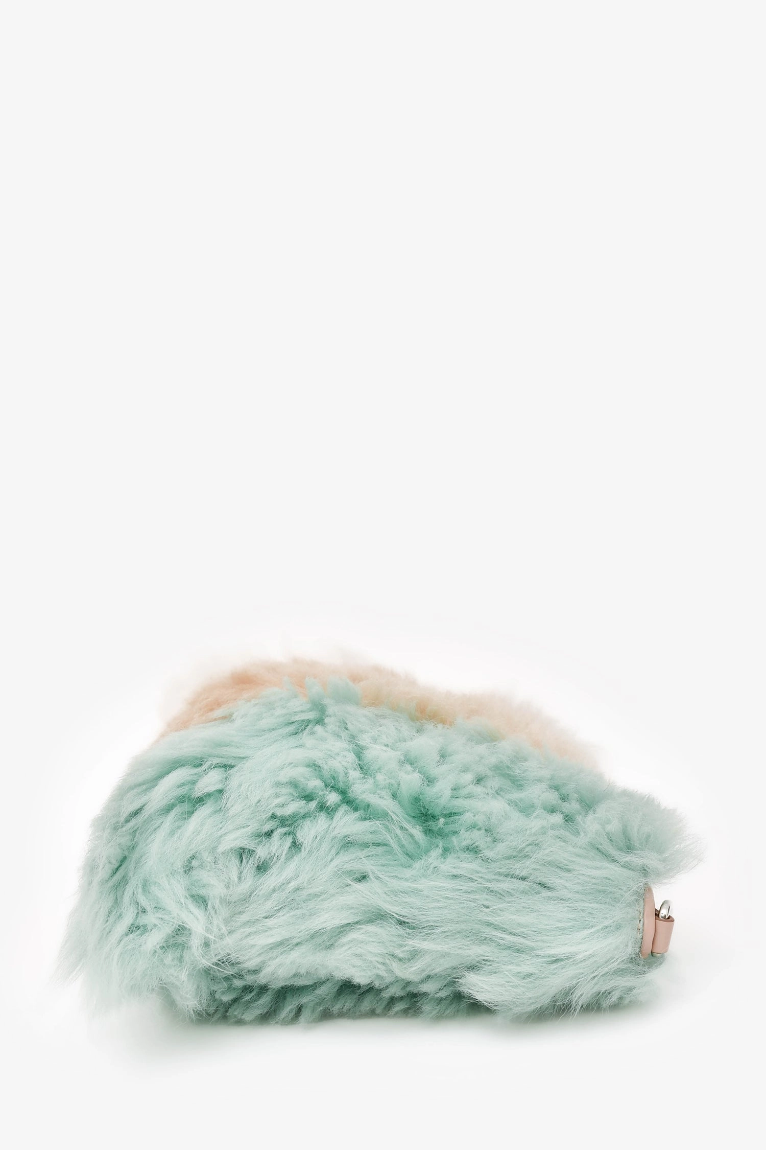 Miu Miu White/Beige/Green Sheep Fur "1" Patch Clutch