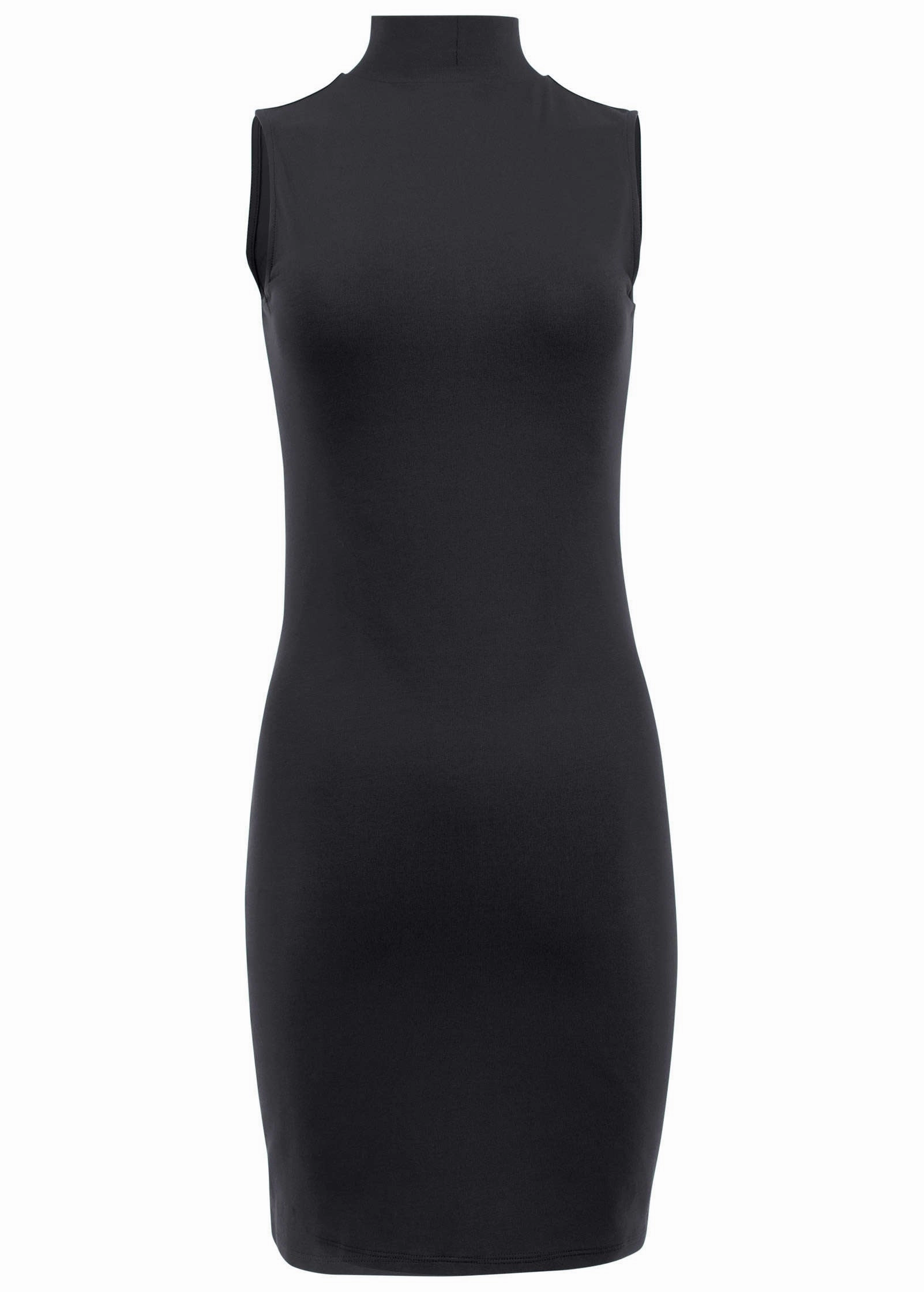 Mock Neck Mini Dress - Black
