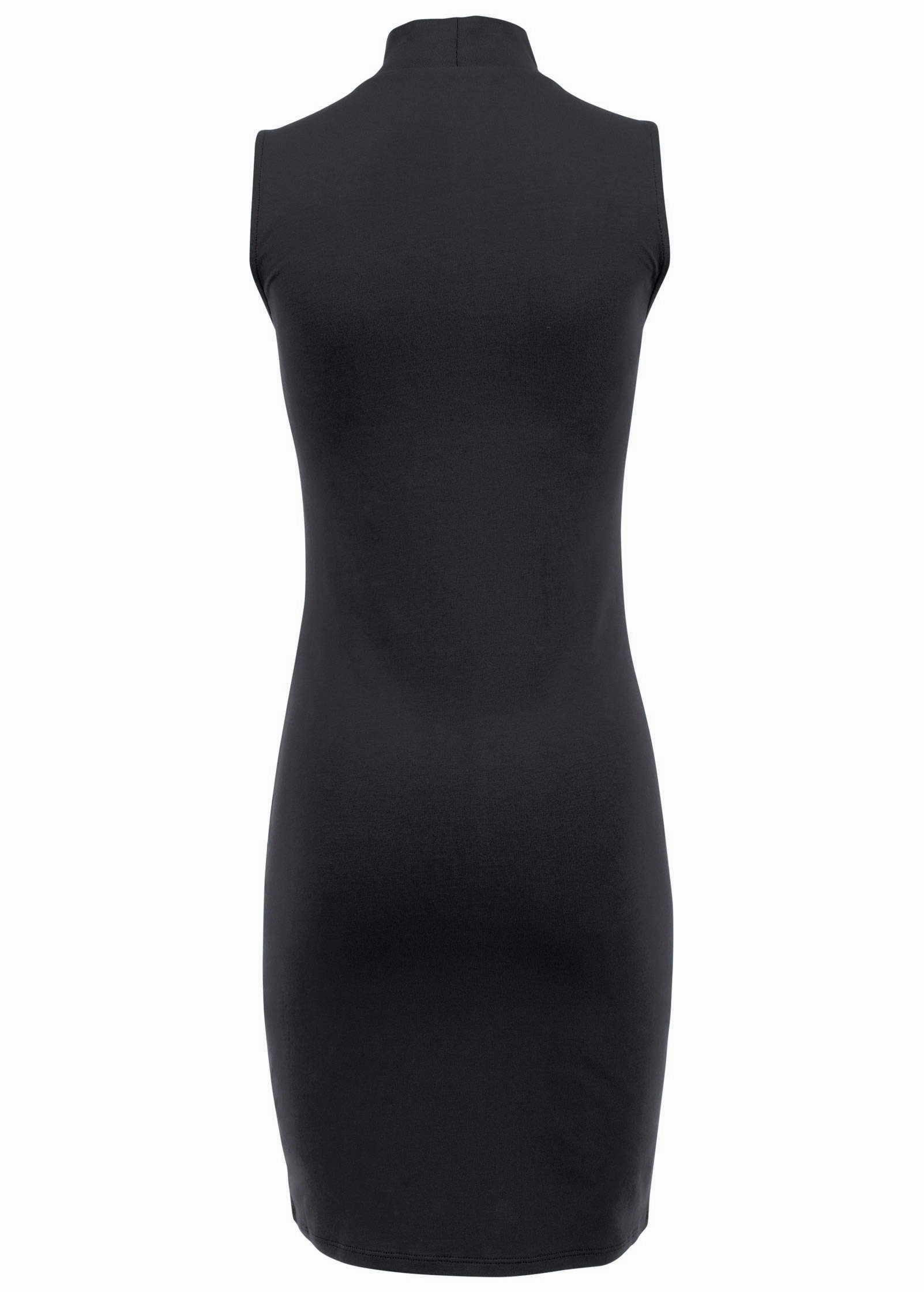 Mock Neck Mini Dress - Black