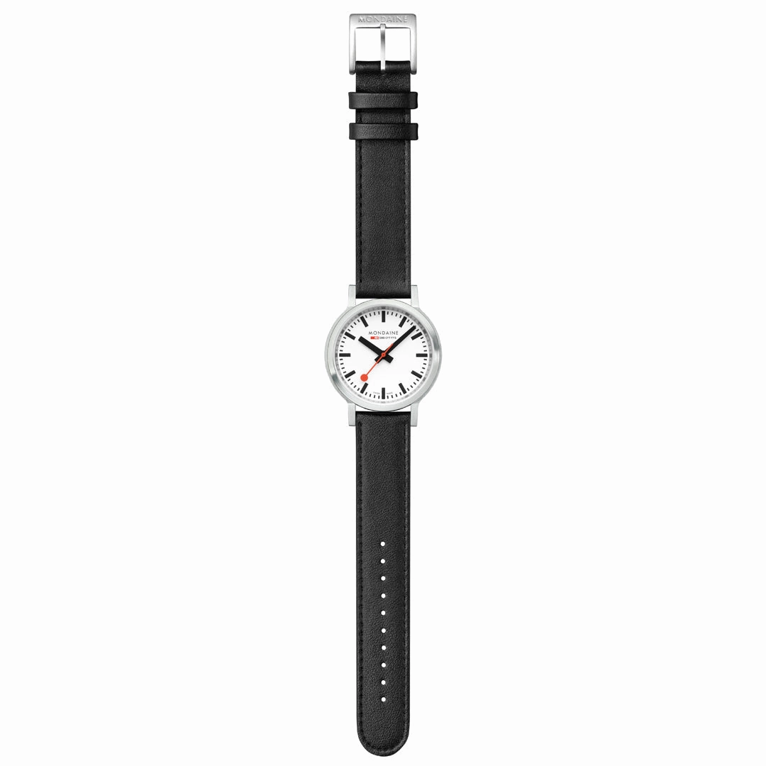 Mondaine Black Vegan Leather 34MM Watch MST.3401B.LBV.SET