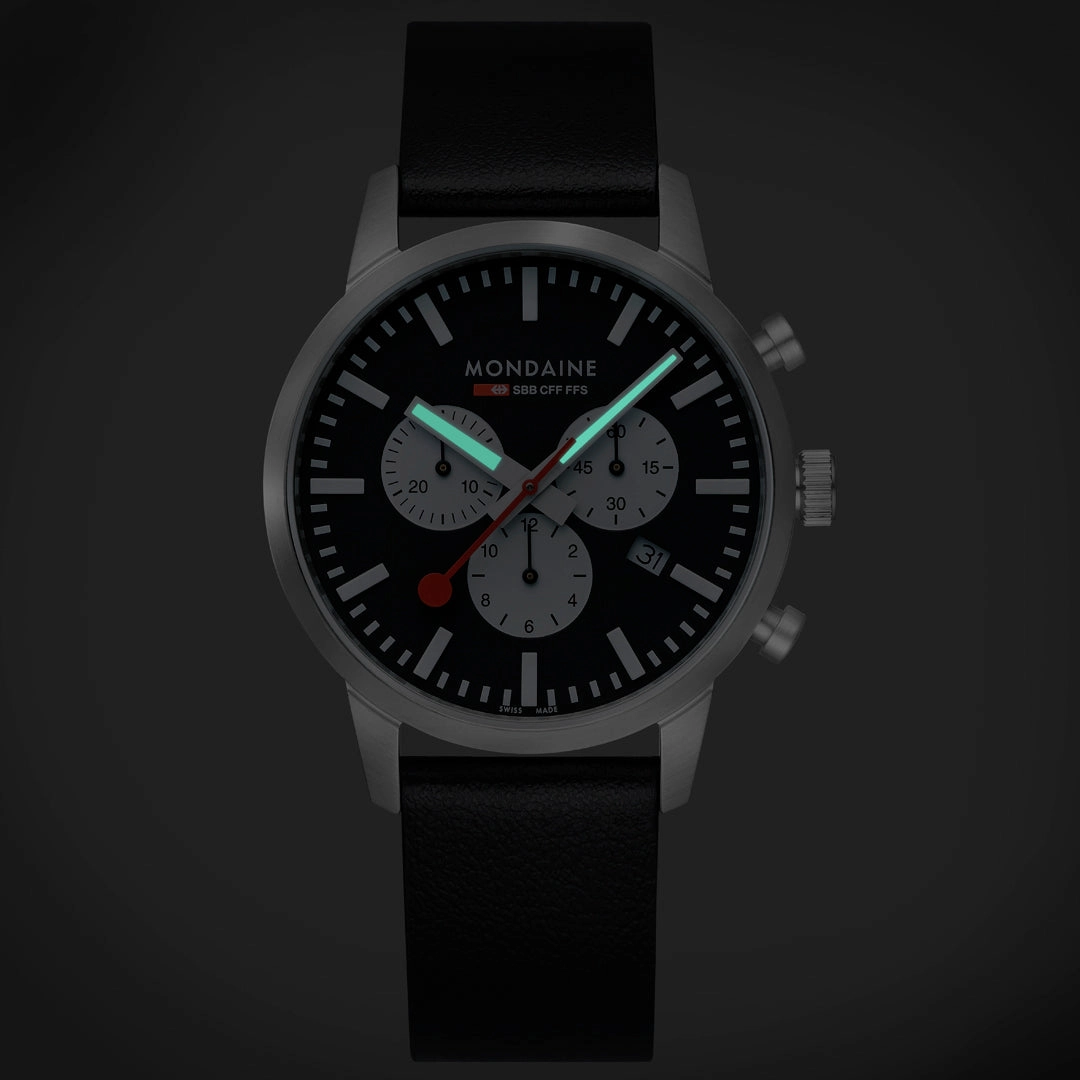 Mondaine Neo Chronograph Super-luminova? Vegan Leather, 41 Mm MSD.41420.LBV