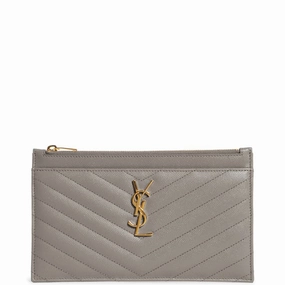 Monogram Bill Pouch, Fog/Gold