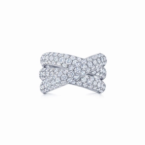 Moonlight Three-Row Crossover Ring with Pav?? Diamonds