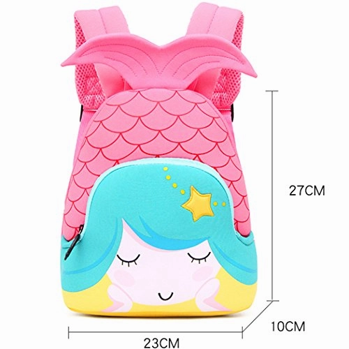 Moonmo Toddler Kids Waterproof Pre School Bag Cute 3D Animal Children School Backpack (Mermaid Pink)