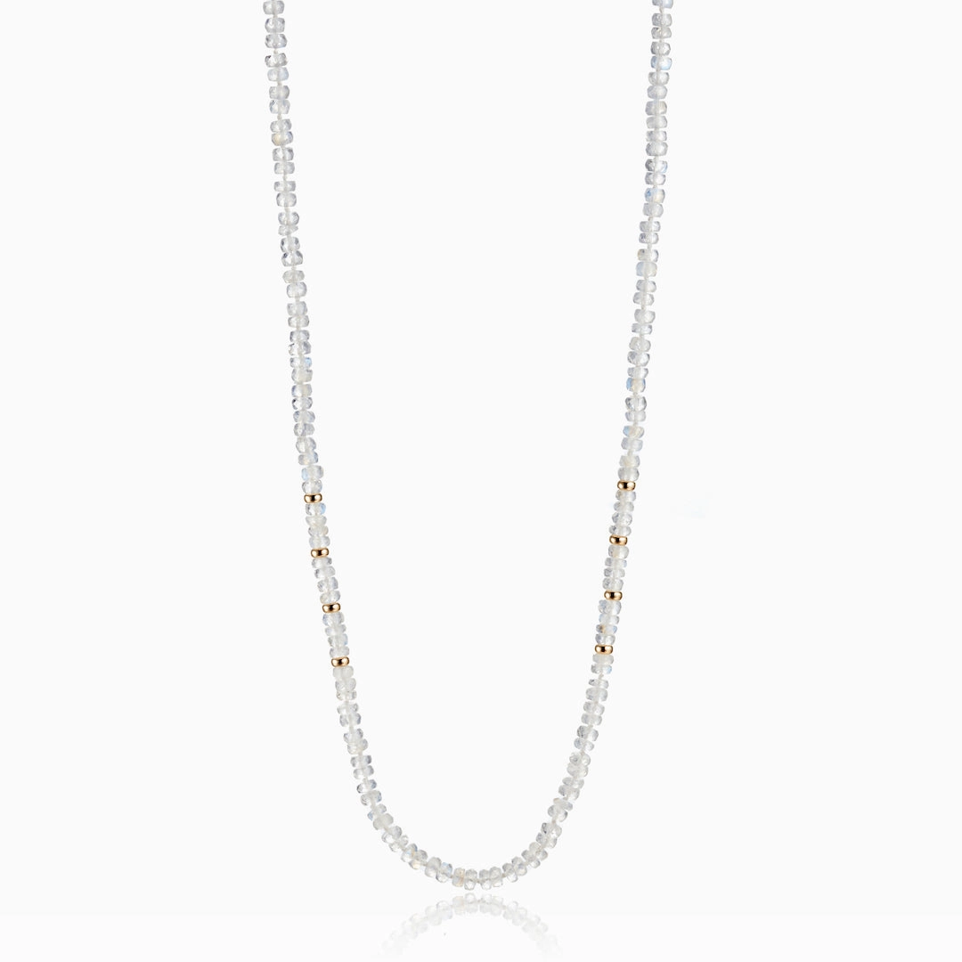 Moonstone & Gold Station Rope Necklace
