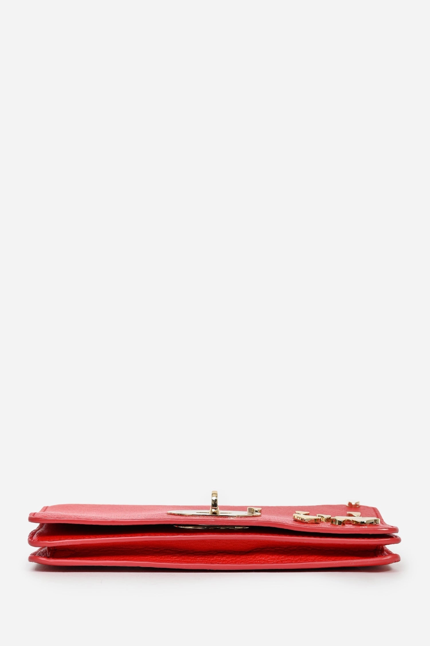 Mulberry Red Grained Leather Gold Heart Embellished 'Bayswater' Wallet on Chain