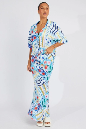Multi Abstract Maxi Bias Skirt