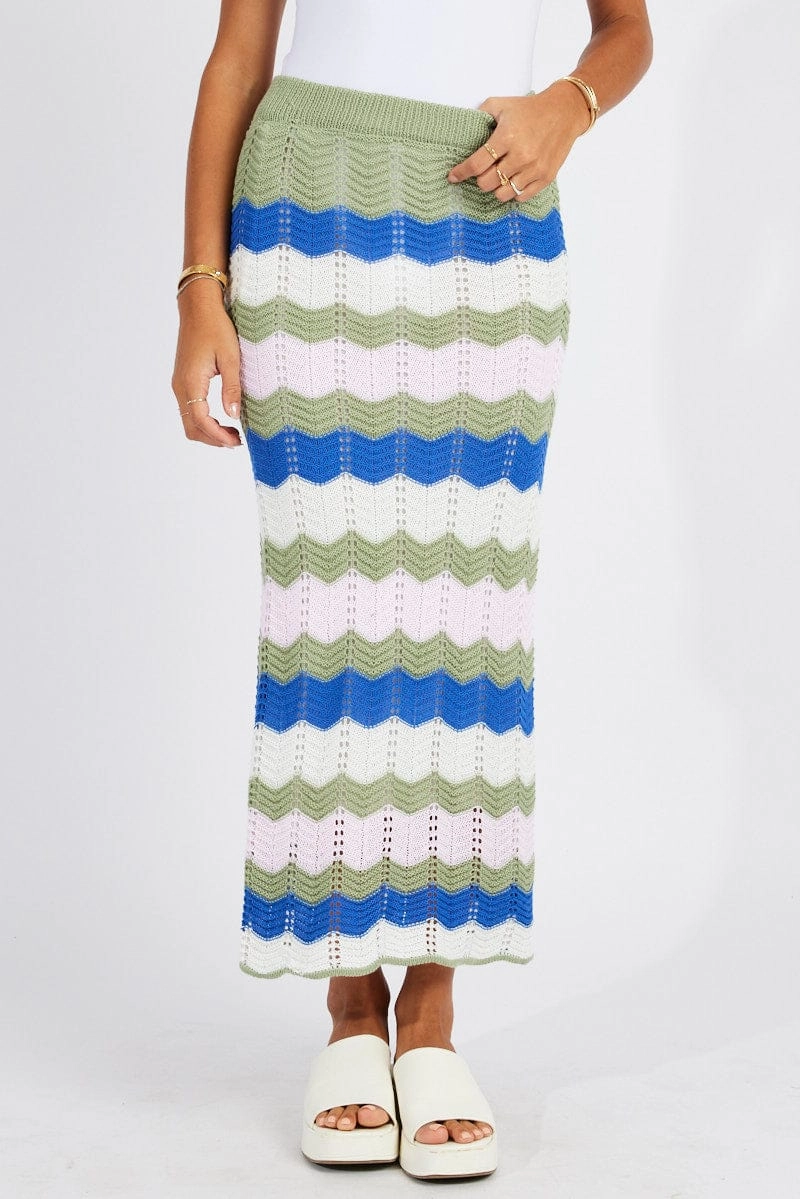 Multi Stripe Knit Skirt Crochet