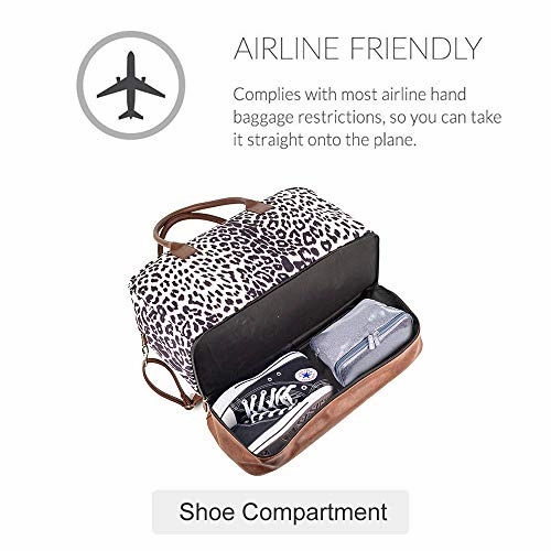 MyMealivos Canvas Weekender Bag, Overnight Travel Carry On Duffel Tote with Shoe Pouch
