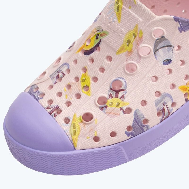 Native Shoes Milk Pink/Healing Purple/Mando AOP Jefferson Star Wars? Print Shoe