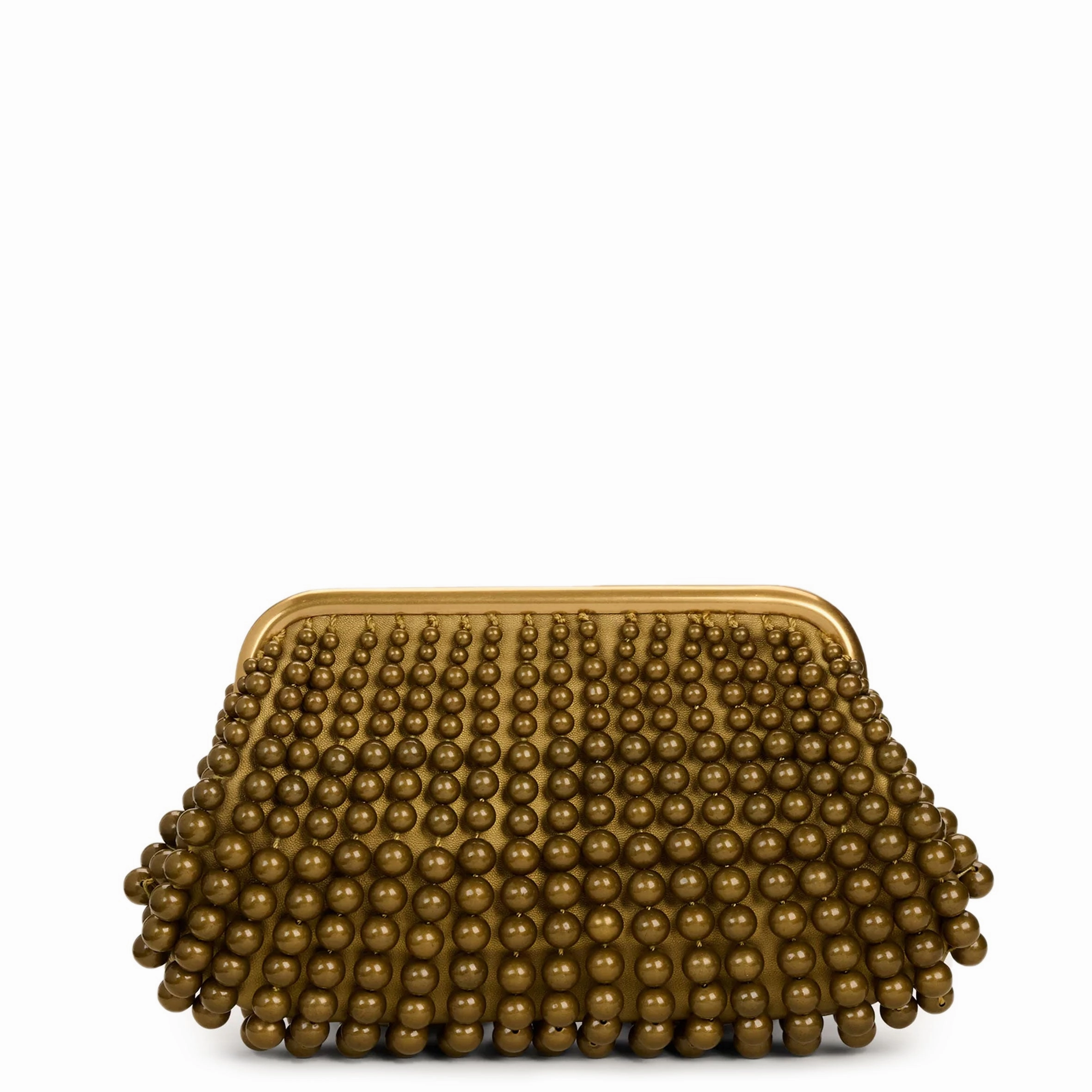 Nia Beaded Clutch, Antique Brass