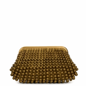 Nia Beaded Clutch, Antique Brass