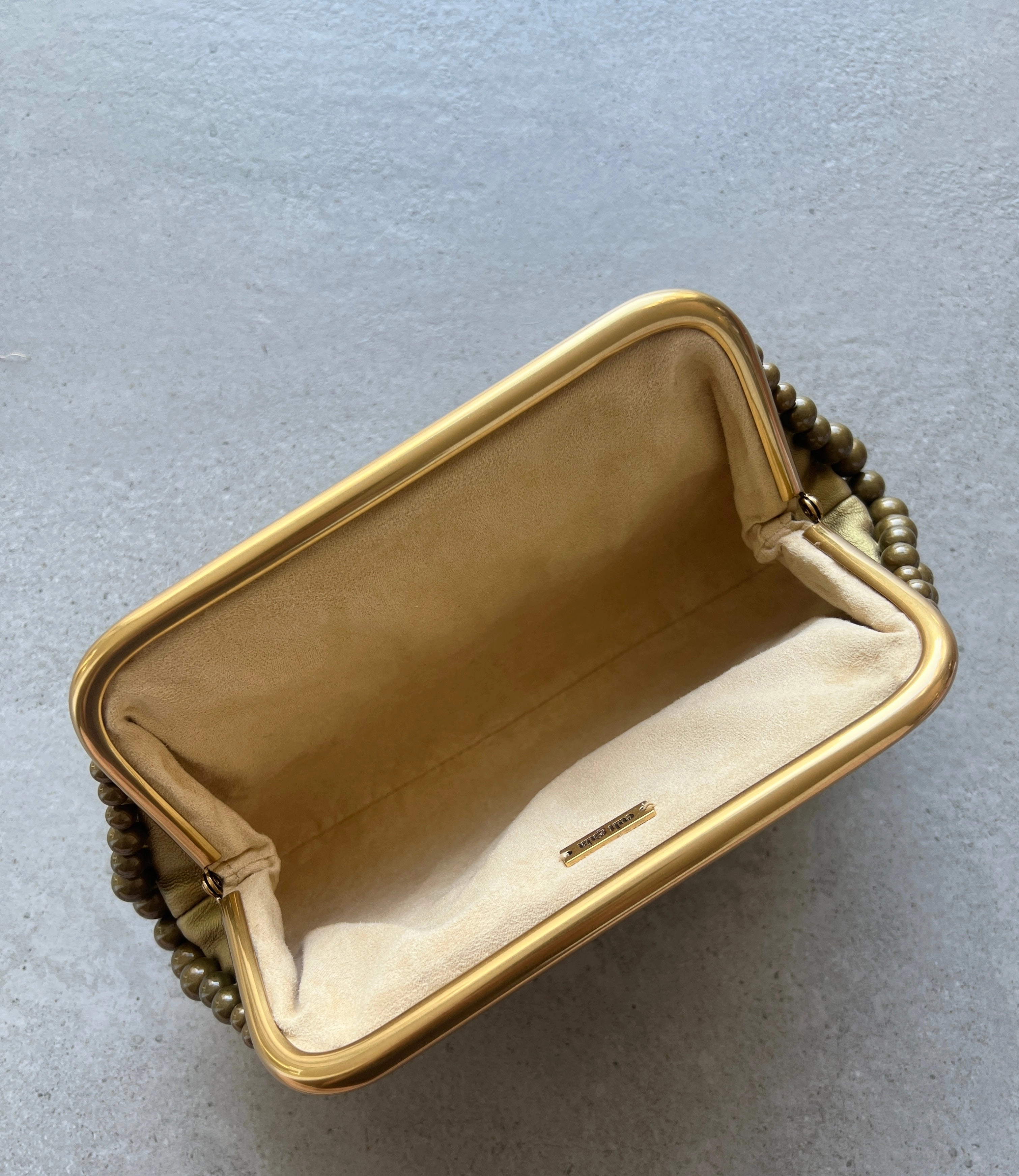 Nia Beaded Clutch, Antique Brass
