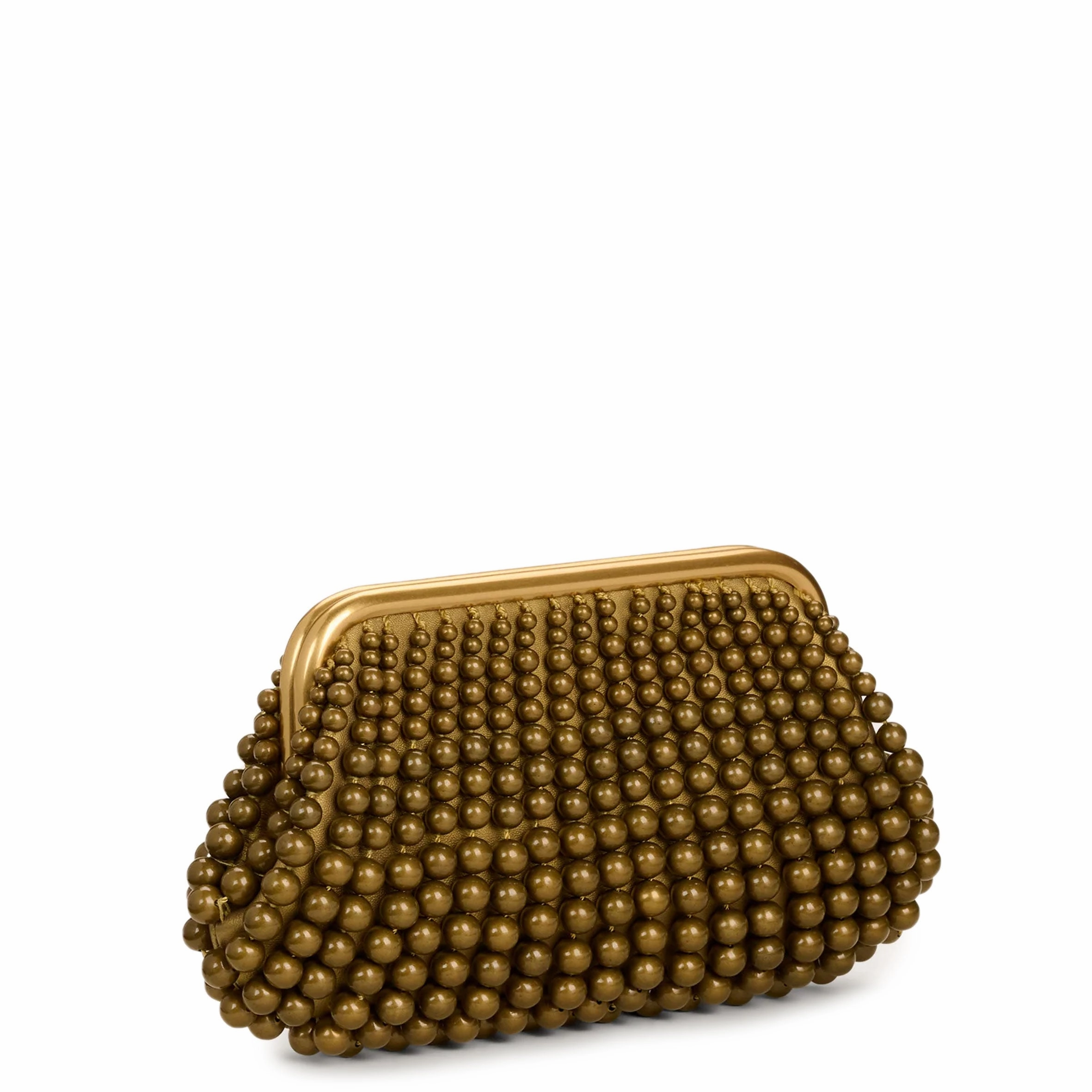 Nia Beaded Clutch, Antique Brass