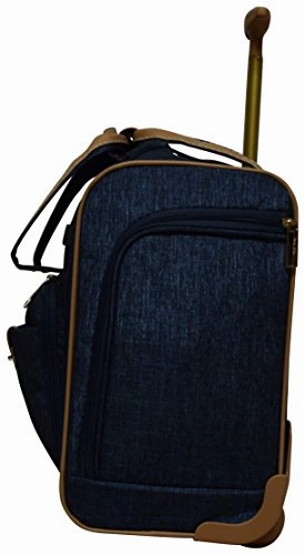 Nicole Miller Underseat Luggage Collection - Small Lightweight 15 Inch Under Seat Bag - Briefcase for Women - Carry On Suitcase with 2- Rolling Spinner Wheels (Paige Navy)